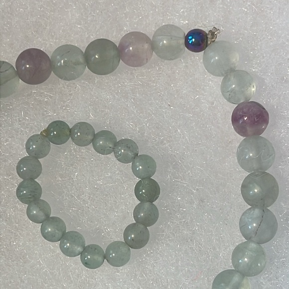 Flourite 6mm Natural Stone Stretch Bracelet and Ring set - Picture 5 of 5